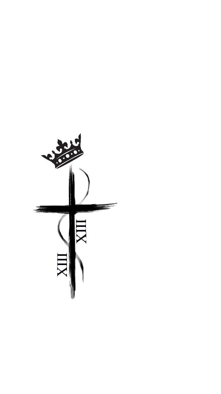 a cross with a crown on it and the word faith written in black ink above it