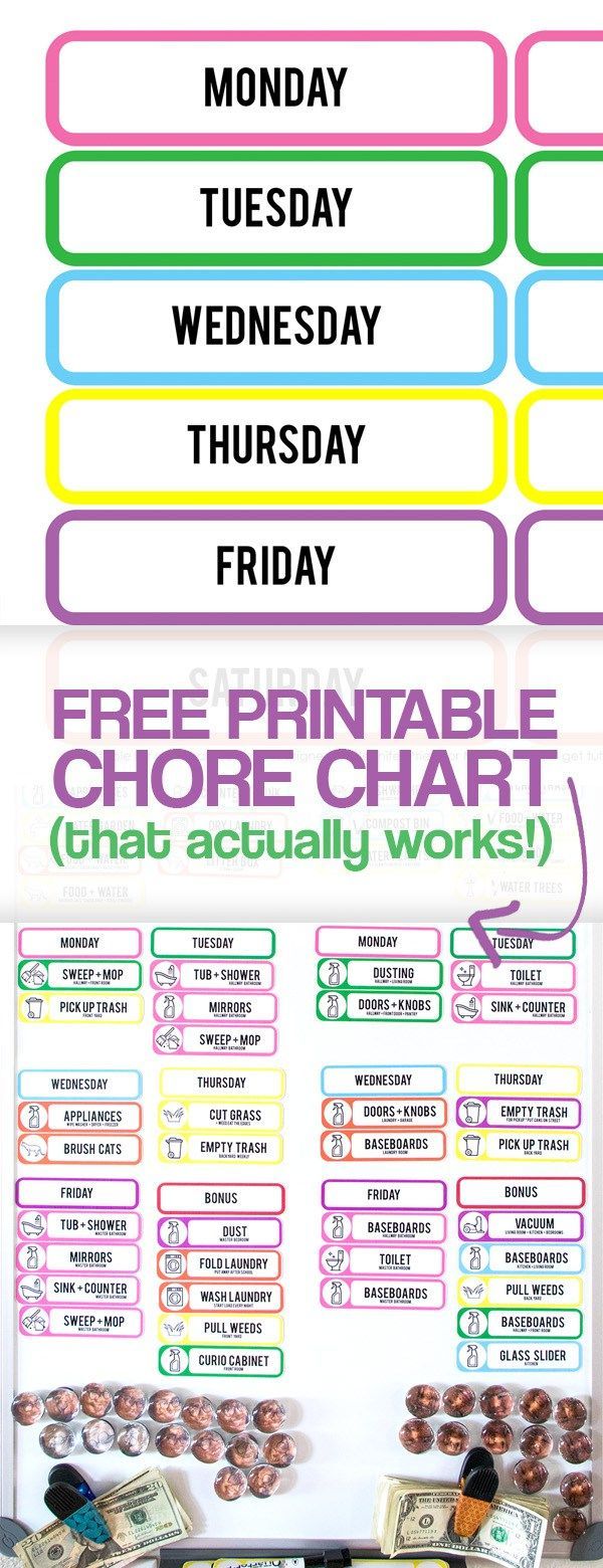 the free printable chore chart for kids to use on their school desks