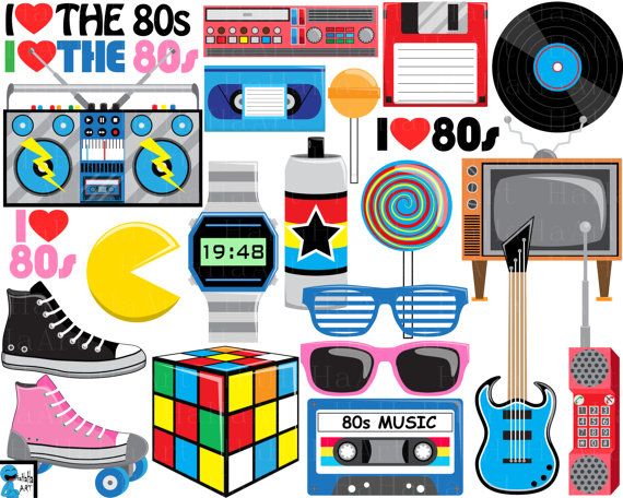 a variety of items are grouped together to form a wallpaper with the words i love the 80's on it