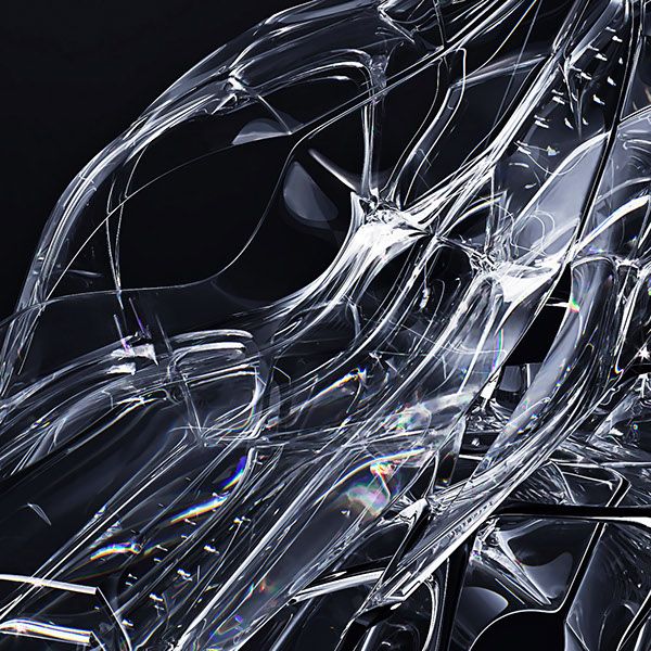 an abstract photo of clear plastic material with lots of light coming from the top and bottom