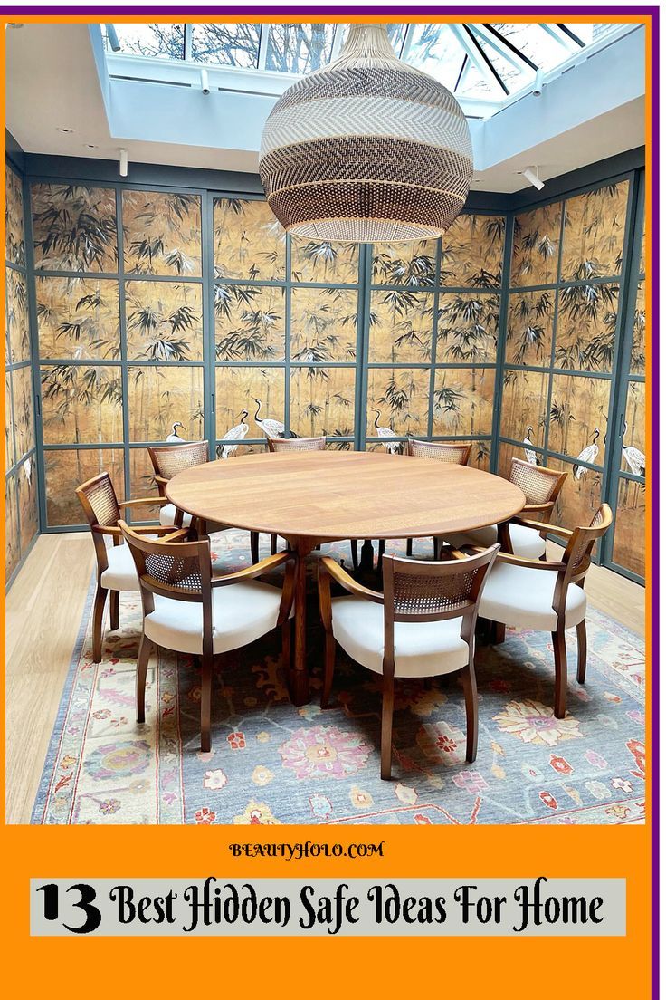 a round dining table surrounded by chairs with the words best hidden safe ideas for home