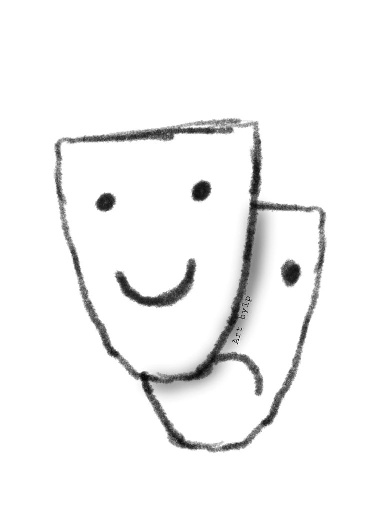 a black and white drawing of a mug with a smile on it's face