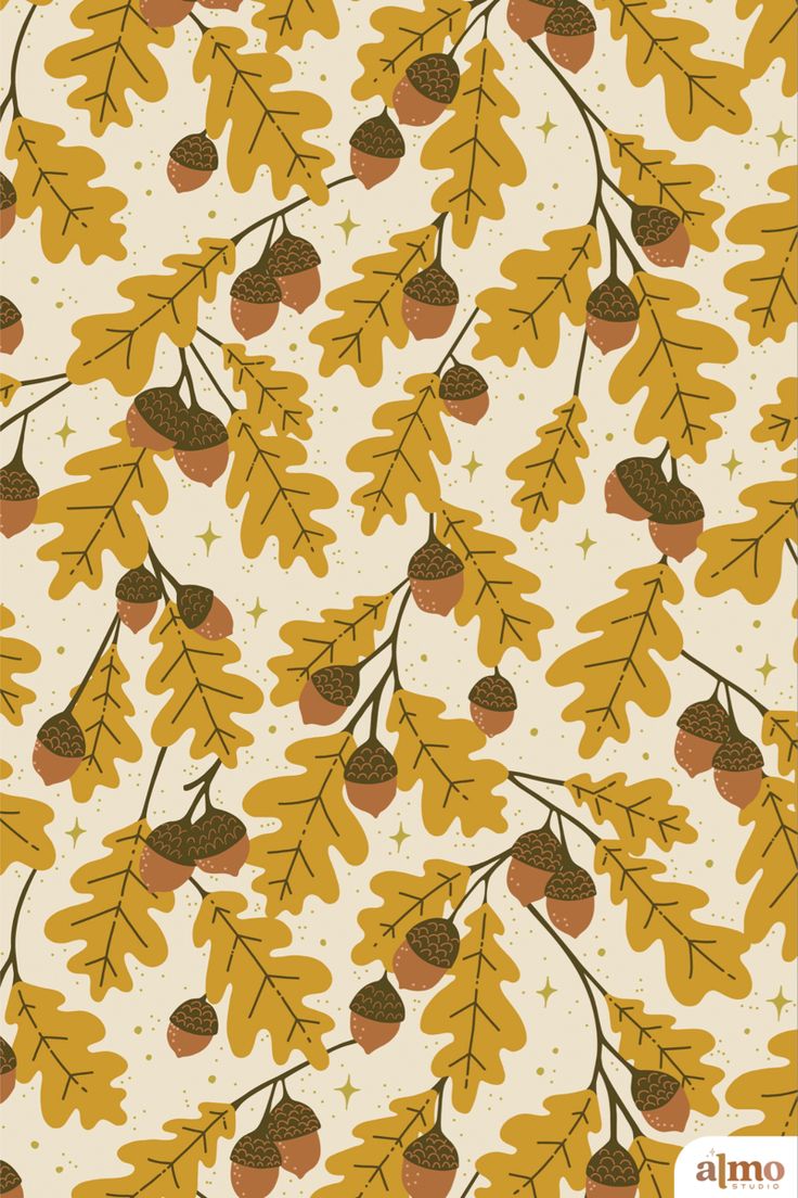 an autumn pattern with leaves and acorns