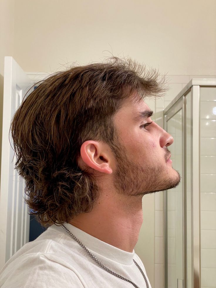 mullet Short Mullet Middle Part Mens, Shaggy Modern Mullet, Guy Hairstyles Mullet, Men’s Faded Mullet, Medium Length Hair Men Mullet, Blended Mullet Men, Taper Mullet Men, Long Modern Mullet Mens, Casual Mullet