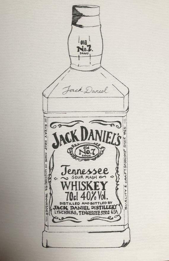 a drawing of a bottle of jack daniels whiskey