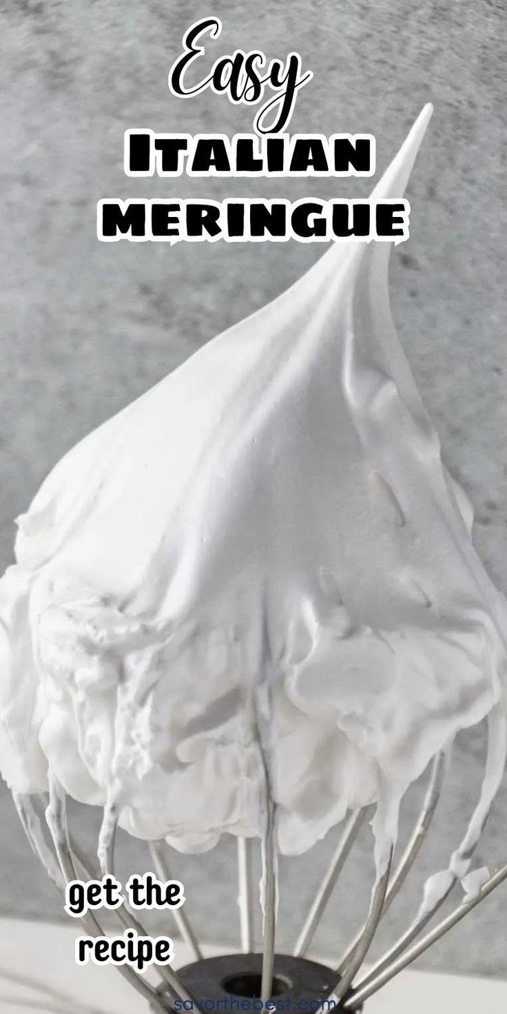 the cover of an easy italian meringue recipe is shown in black and white