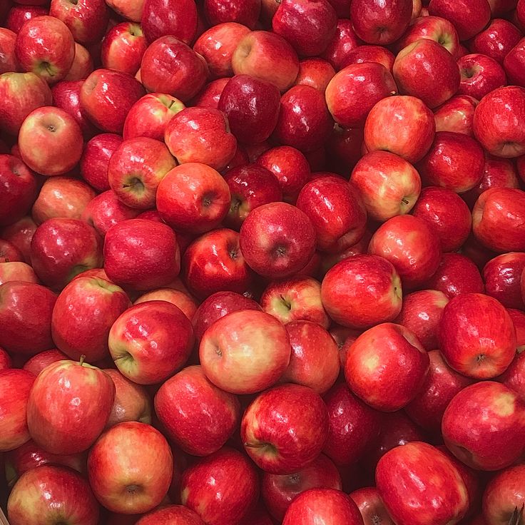 a pile of red apples sitting next to each other