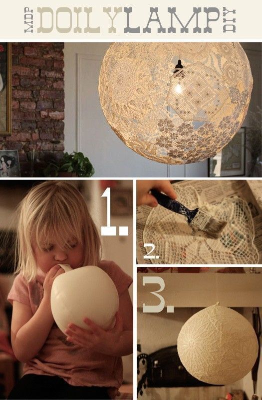 the instructions for how to make a diy lamp with paper balls and string lights