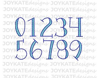 the numbers are drawn in blue ink on a white background with words below them that read,