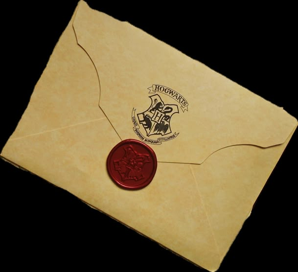 an envelope with a wax stamp on it and a harry potter seal in the front