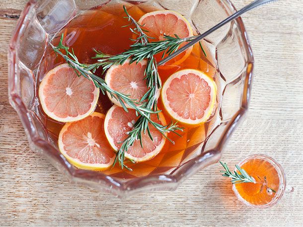 grapefruit, rosemary and orange juice in a glass bowl