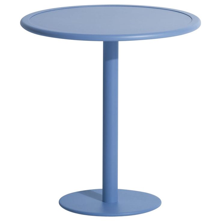 a small blue table on a white background