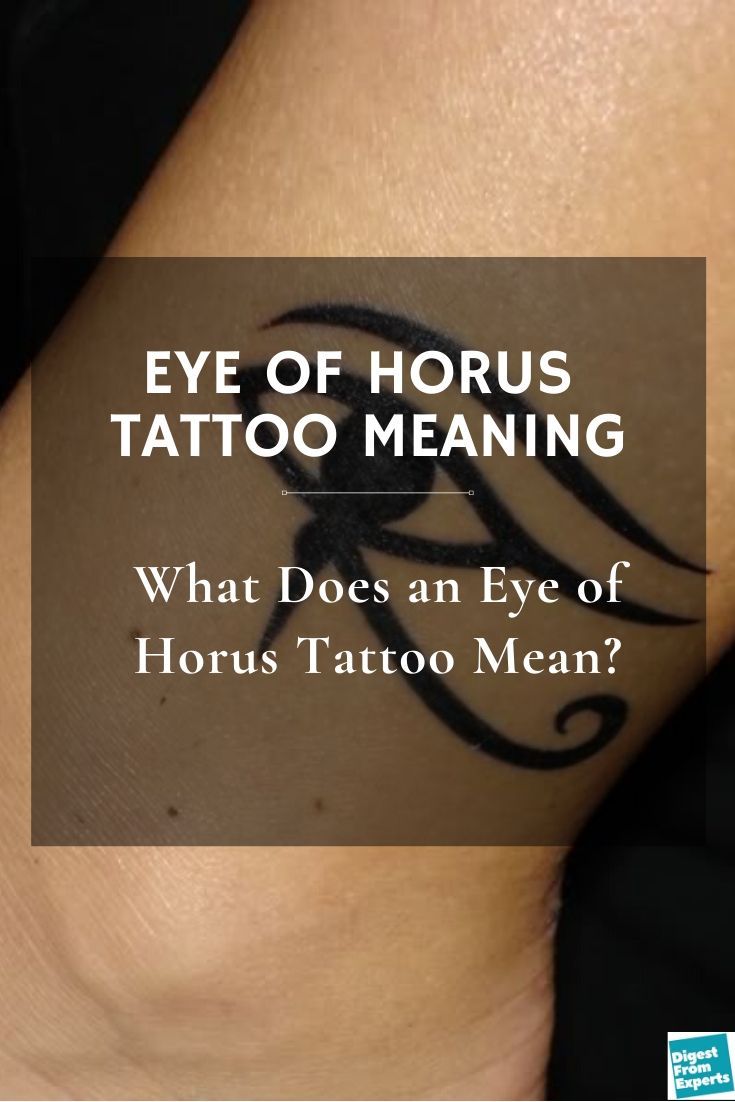 a tattoo on the side of a woman's leg with text that reads eye of horuss tattoo meaning what does an eye of horus tattoo mean?