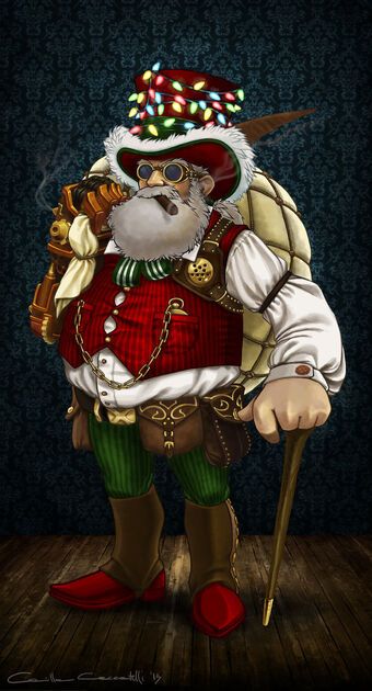 a painting of a man dressed as santa claus