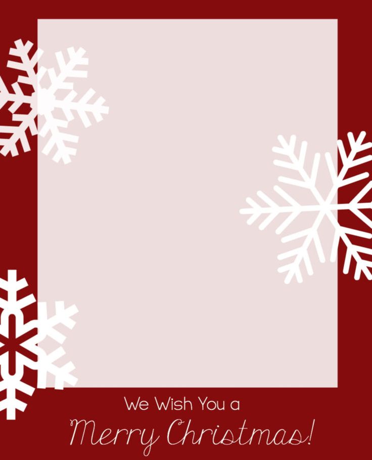 a red and white christmas card with snowflakes on the bottom, we wish you a merry christmas