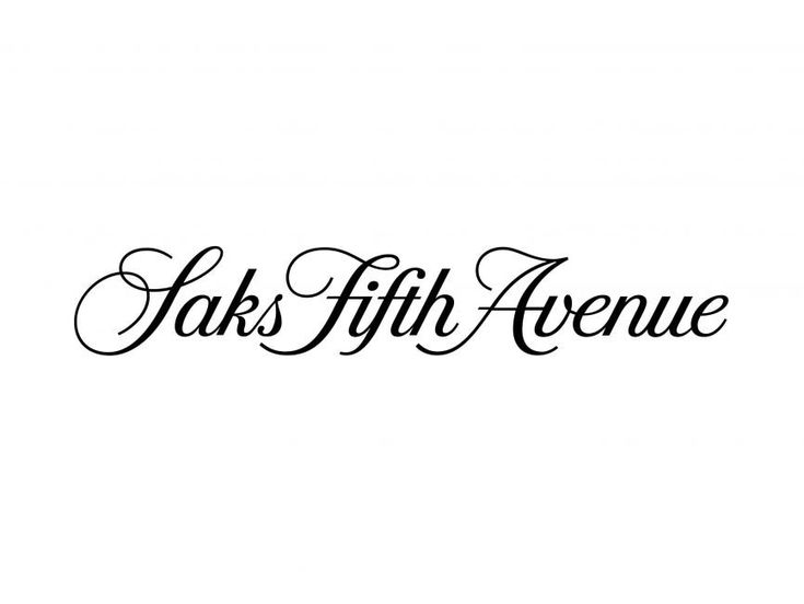 the word saks fifth avenue written in cursive writing on a white background