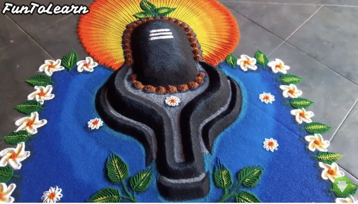 this is an image of a decorated mat with a musical instrument on it and flowers