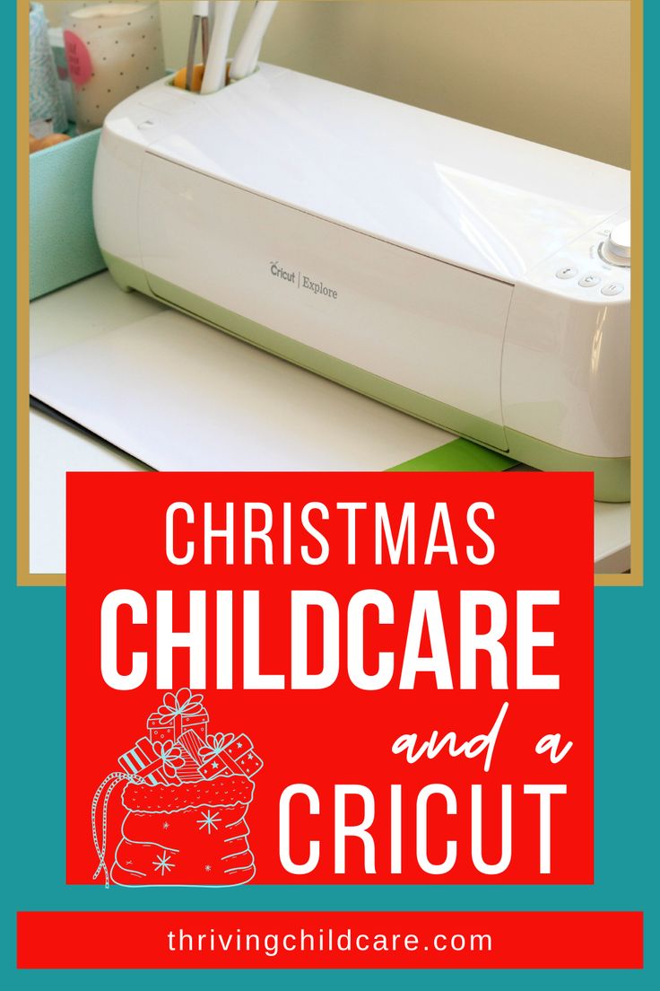 a cricut machine sitting on top of a table with the words christmas childcare and