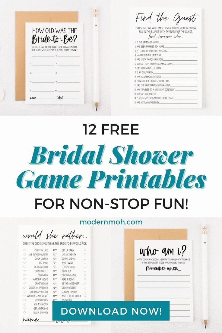 bridal shoer game printables for non - stop fun