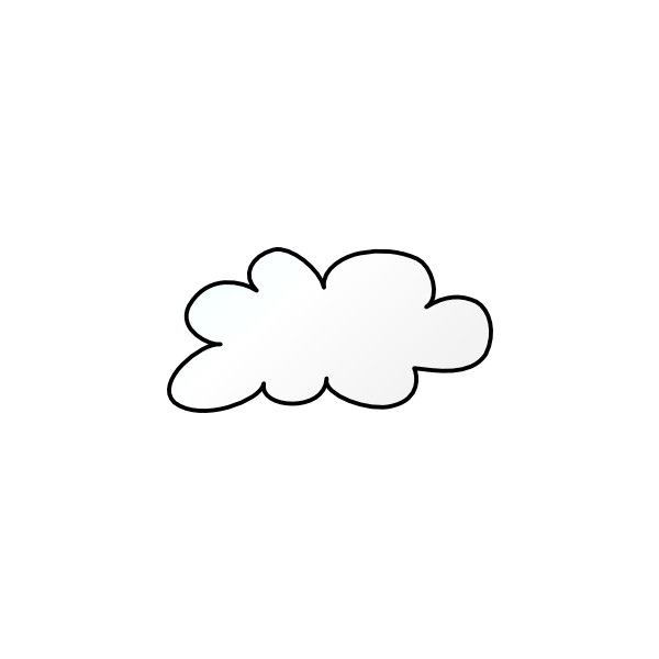 a white cloud with black outline is shown in the middle of an image on a white background