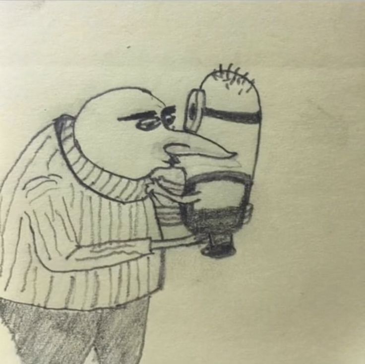 a drawing of a person holding a cell phone in one hand and wearing a sweater on the other