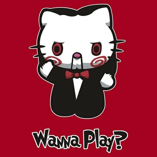 a cartoon cat wearing a tuxedo with the words wanna play?