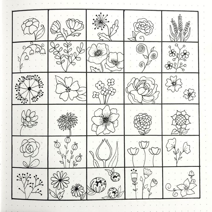 an open notebook with flowers drawn on the pages and lined in squares to make it look like they are part of a flower garden