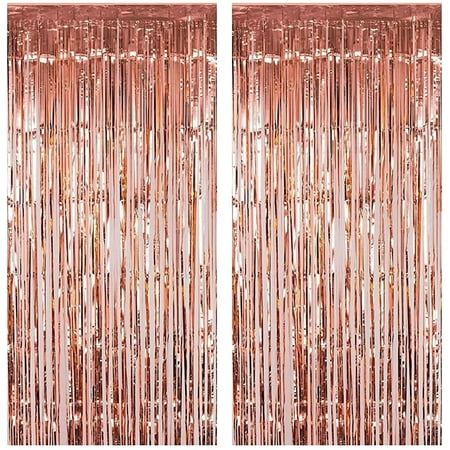 Rose Gold Metallic Tinsel Foil Fringes Curtains.1 Packs For your party decoration.Each pack Curtains size is 3ft x 8.3ft,enough length for decorate your party. You can use this gorgeous background to decorate your baby shower. This cool Fringes Curtains will make your baby shower more atmospheric. Used as a photo backdrop for a baby shower and paired with an LED light curtain and Balloons and Banners etc... 1packs of the curtains side by side to make the backdrop larger.This party will be very b Rose Gold Curtains, Gold Bachelorette Party Decorations, Bachelorette Balloons, Fringe Curtains, Gold Bachelorette Party, Gold Bachelorette, Foil Curtain, Curtain Backdrops, Champagne Bridesmaid