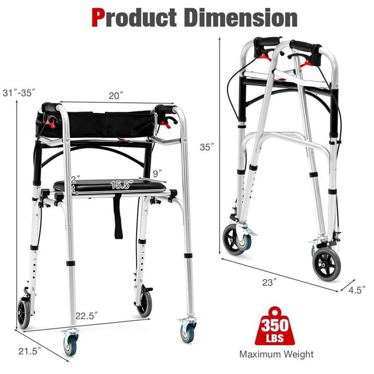 Make walking easier with this standard walking aid! With 5-position adjustable heights(31.5" – 35.5"), people of different heights will find the appropriate height easily. The multifunctional walking aid can also be used as a getting-up assist, seating chair, toilet safety rail and so on. When you get tired and need to rest, just put down the padded seat for a comfortable sitting. Additionally, you can stop this stand-assist walker with both hand brake and foot brake. As for the hand brake, heav Walker For Seniors, Sitting Chair, Mobility Aids, 5th Wheels, Adaptation, Folded Up, Height Adjustable, Aluminium Alloy, Stand Up