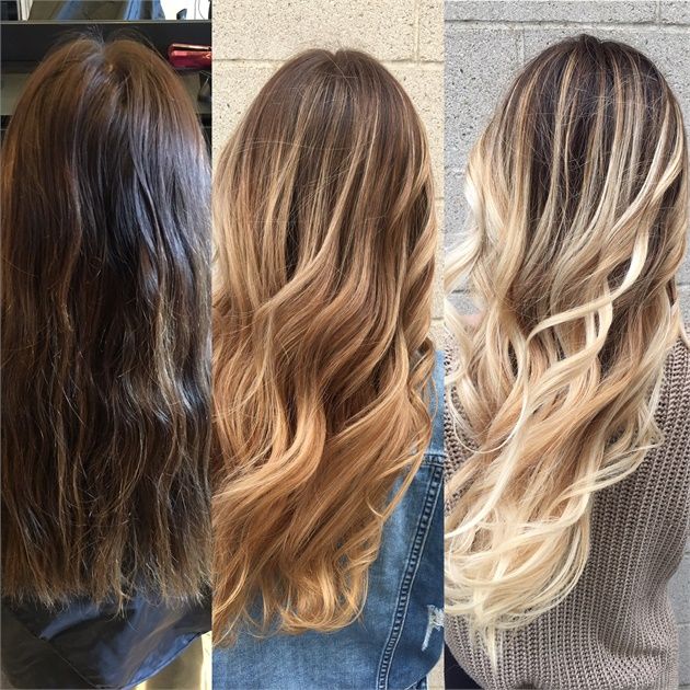 Two Sessions Of Balayage For a One-Of-A-Kind Color Design - Hair Color - Modern Salon Brown To Blonde First Session, Going From Brown To Blonde, Brown To Blonde Hair Transformation, Blond Tones, Toning Formulas, Dark Brown To Blonde, Lightening Dark Hair, Colorful Highlights, Silver Blonde Hair