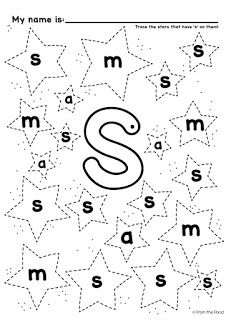 the letter s worksheet for children to practice their handwriting and spelling with stars