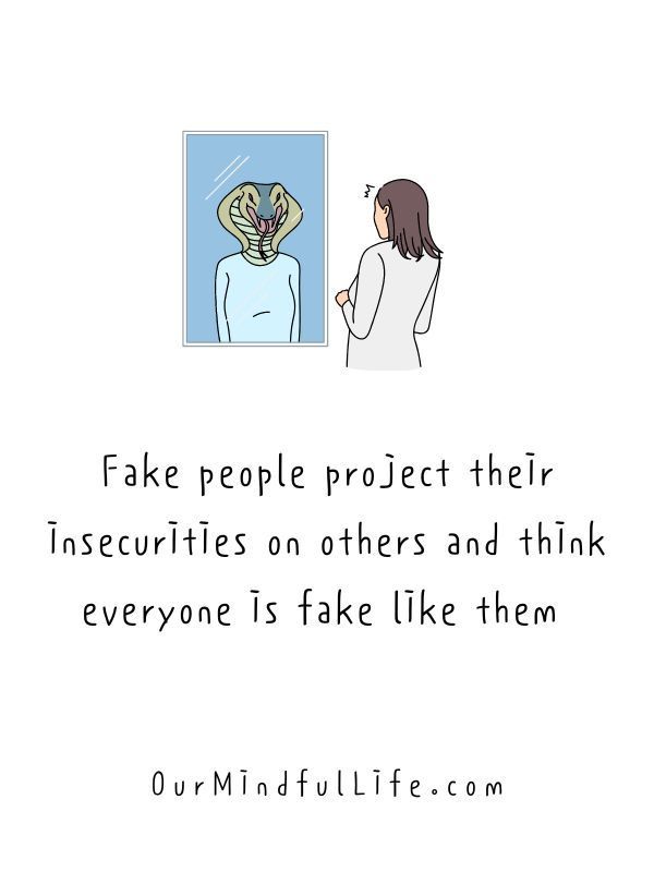 a woman looking at a painting with the caption fake people project their insecities on others and think everyone is fake like them