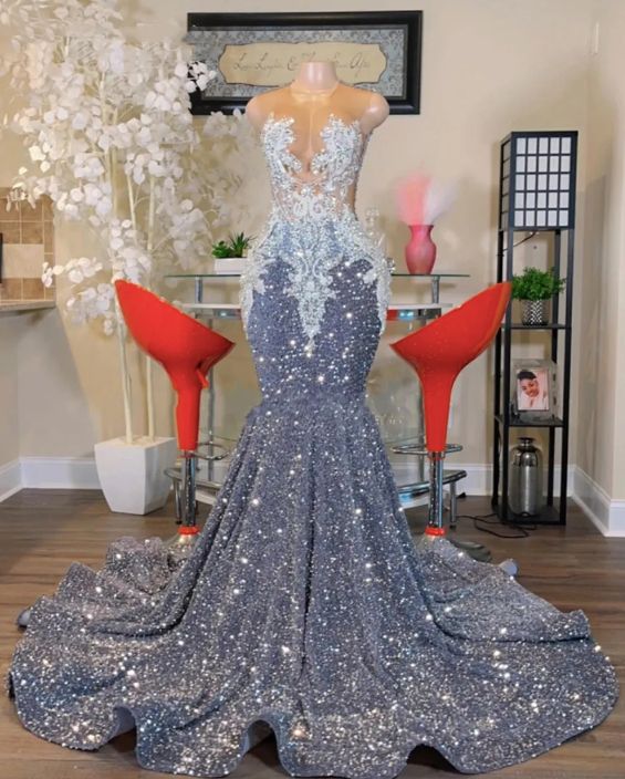 O Neck Silver Prom Dresses Silver Mermaid Prom Dress, Silver Prom Dresses, Party Gowns Evening, Prom Dresses Plus Size, Silver Prom Dress, Classy Prom, Sparkly Prom Dress, Prom Dresses Long Pink, Prom Inspo