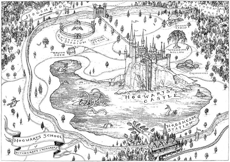 a drawing of hogwart's castle from harry potter