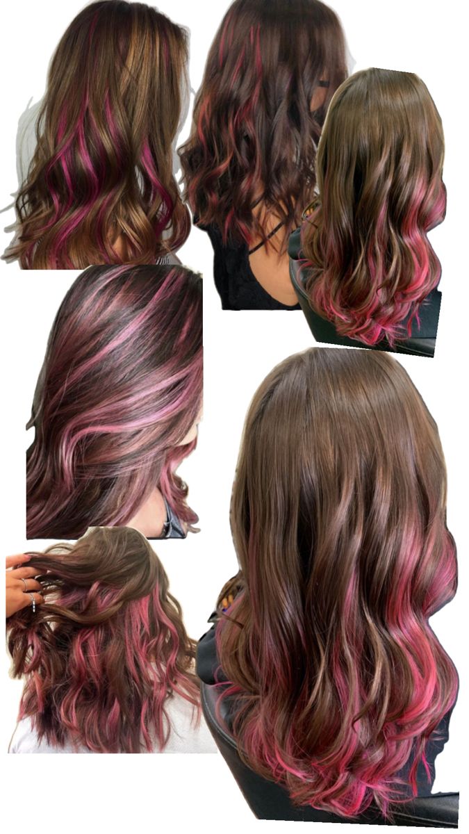 Pink Peekaboo Hair, Pink Hair Streaks, Pink Hair Highlights, Peekaboo Hair Colors, Hair Color Underneath, Peekaboo Hair, Hair Inspiration Long, Hair Color Streaks, Hair Streaks