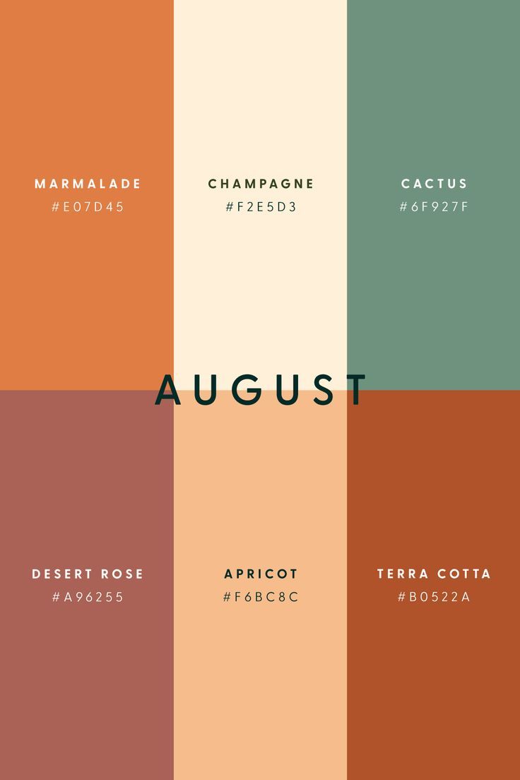 an image of the words august in different colors and font styles, including orange, green,