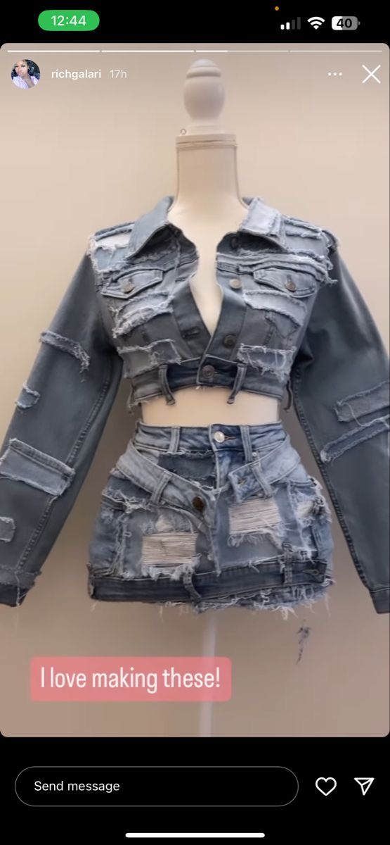 Denim Distressed Jeans, Denim 2000s Outfit, Distressed Skirt Outfits, Custom Denim Skirt Outfit, Club Outfits Black Women Baddie, White Outfits Black Women, Cute Fits Baddie, Denim Skirt Outfit Black Women, Denim Birthday Outfit