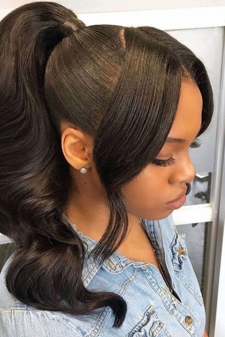 High Ponytail With Side Bangs Weave Ponytail Hairstyles, Sleek Ponytail Hairstyles, Black Ponytail Hairstyles, A Ponytail, Perfect Thanksgiving, A Pony, Hair Ponytail Styles, Penteado Cabelo Curto, Sleek Ponytail