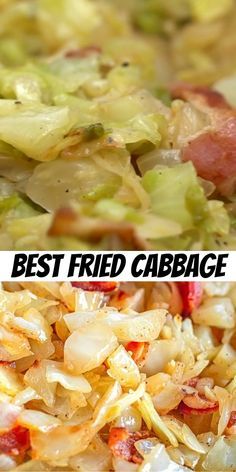 two pictures side by side one with cabbage and the other with sausage in it, both showing different types of food