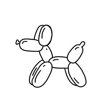 the balloon dog is drawn in black and white