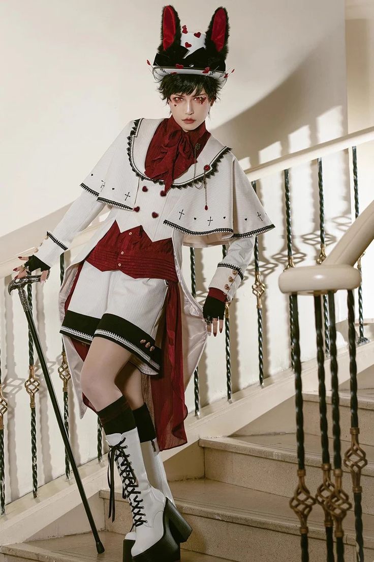 Fabric: Polyester Color: White Include: Coat*1 (Any of the accessory is not included.) Size (IN) Bust Waist Sleeve Length Shoulder Width Length S 33.86 27.56 2 Ouji Fashion, Prince Coat, Rabbit Clothes, Cape Designs, J Fashion, White Rabbit, Lolita Dress, Character Outfits, Fashion Fabric