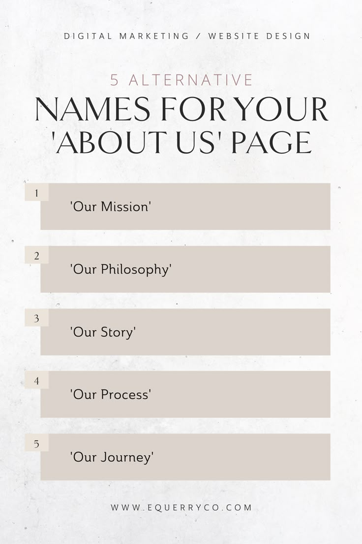 a white paper with the words names for your about us page