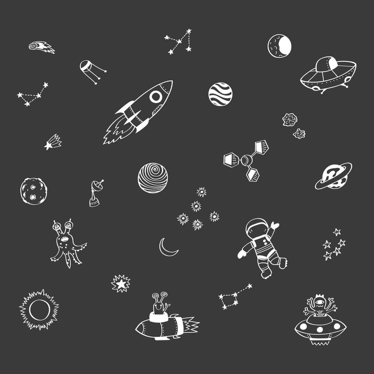 Space Doodles Wall Sticker Pack white Space Wall Stickers - Etsy UK ...