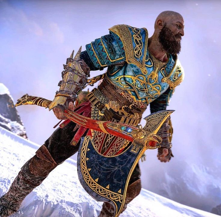 Kratos Armor, Golden Armor, God Of Wars, My Fantasy World, V Games, Ancient Mythology, Viking Style, Fantasy Male, Video Game Art