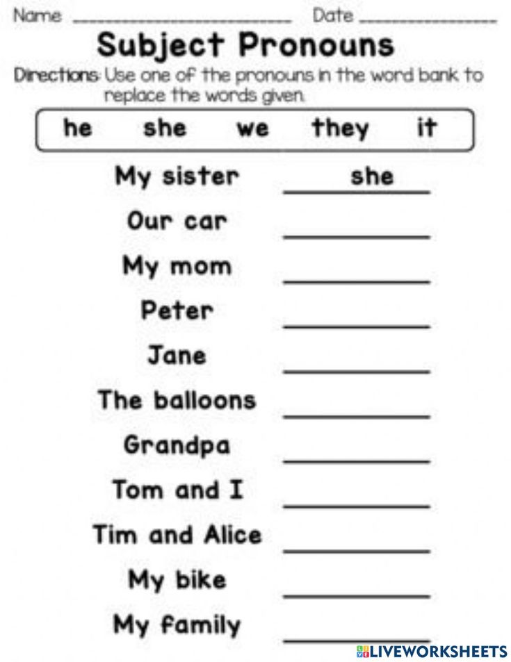 the subject pronouns worksheet is shown in black and white,