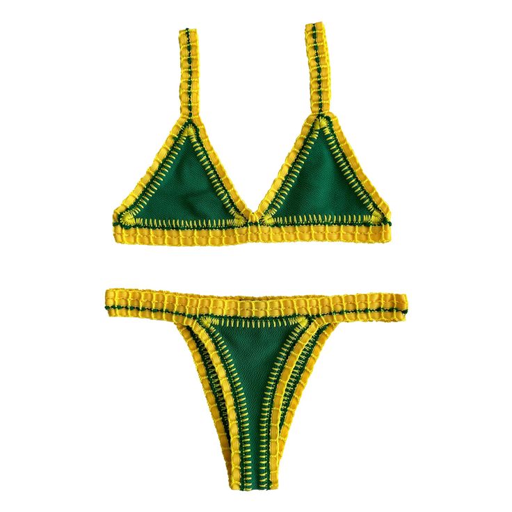 Discover the essence of sun and fun with our magnificent "Brazil" swimsuit! Immerse yourself in the tropical freshness of this woven design, merging the lushness of green with the vitality of yellow. This swimsuit is not just an outfit; it's a style statement that captures the vibrant energy of Brazilian beaches. Brazil Swimsuit, Beaded Swimwear, Brazilian Beaches, Brazilian Summer, Tropical Bathing Suits, Doctor Outfit, Grad Ideas, Fame Dr, Vibrant Energy