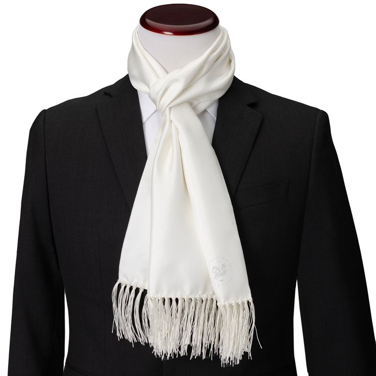 Every man needs a simple but elegant white scarf for formal events, and this one has the added luxury of being crafted from 100% Silk. The expert craftsmanship of our 100% Silk scarf holds your preferred style without slipping or having to adjust. Pairs beautifully with any necktie, bow tie, or outfit, making it a versatile piece that can be worn for both professional and formal occasions. Elegant Standard Tie For Wedding, Classic Solid Color Neckwear For Weddings, Classic Solid Neckwear For Wedding, Elegant Solid Color Neckwear For Weddings, Classic Solid Color Wedding Neckwear, Elegant Neckwear For Wedding, Classic White Silk Scarf, White Classic Silk Scarf, Elegant Silk Neckwear For Weddings