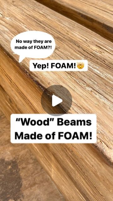 two stickers that say yep foam and wood beams made of foam