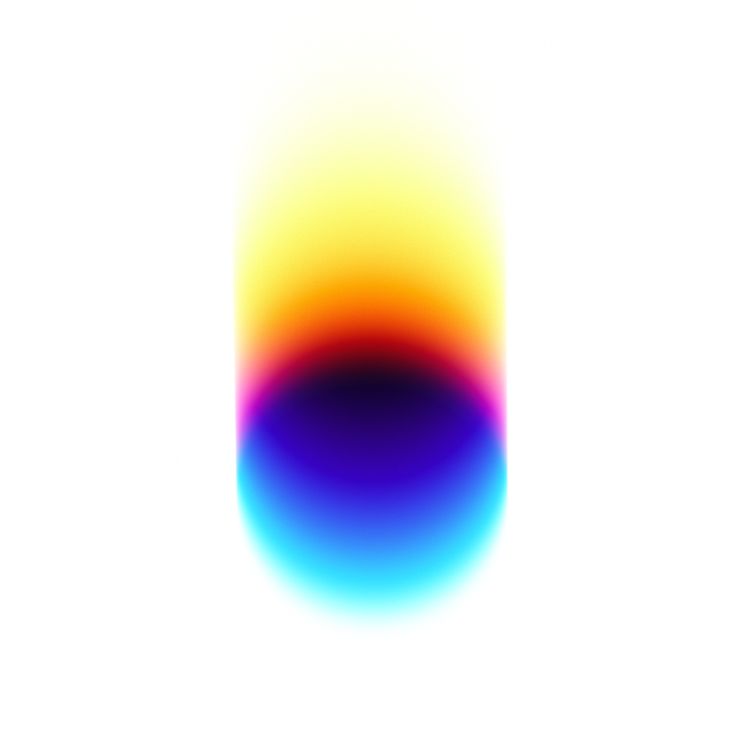 a blurry image of an orange, blue and yellow object on a white background