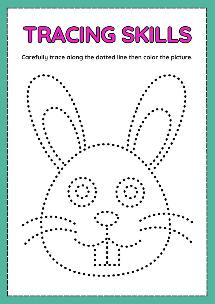 a bunny face with dotted lines to make it look like he is in the shape of a